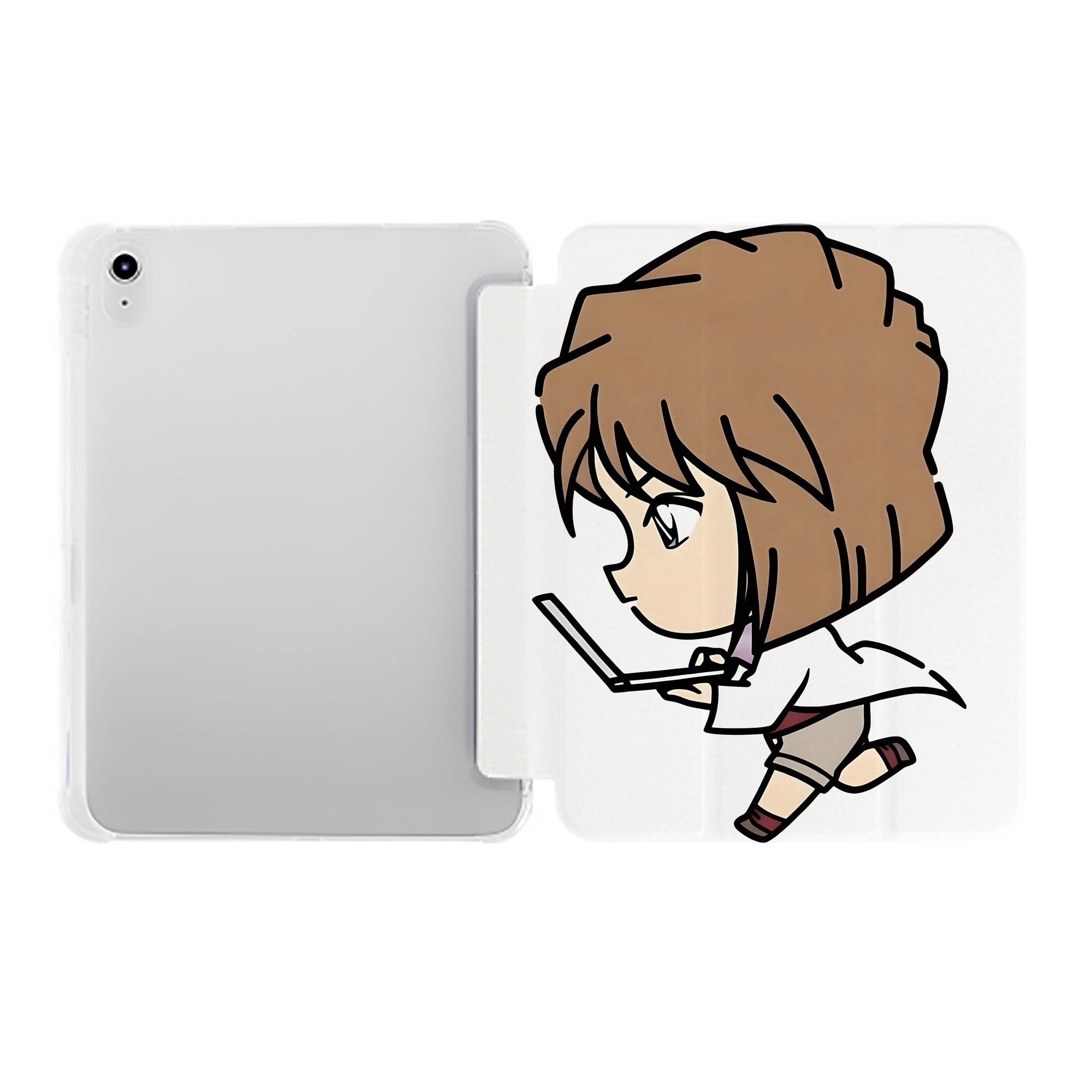 （画像用） 名探偵コナン 灰原 哀 はいばら あい Detective Conan Anita Hailey、Vi Graythorn Haibara Ai IPad ケース ペン収納付き 三つ折りスタンド PUレザー×シリコン 対応機種9.5/10.5/10.9インチ